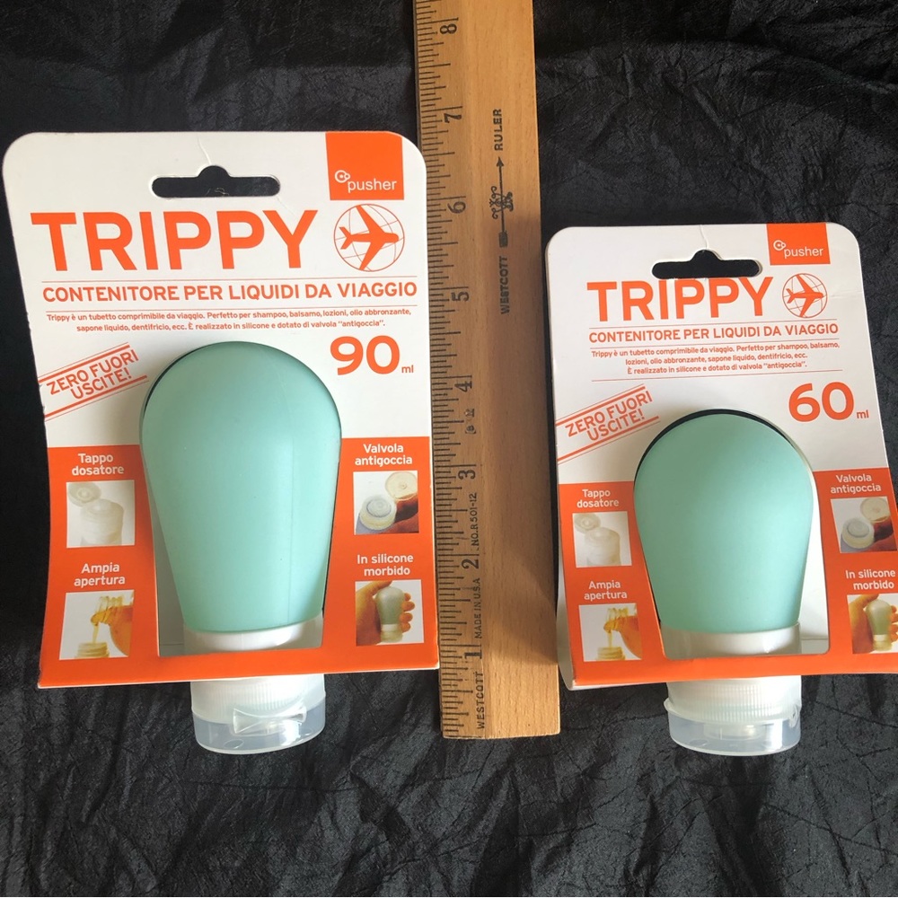 Set of 2 Trippy Silicone No Drip Cosmetic Travel Squeeze Tube: 3 oz & 2 oz BLUE - Picture 7 of 9